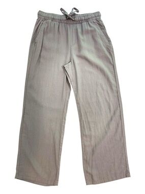 Old Navy Linen Blend Wide Leg PullOn Pants silver Gray Size Small NWT Drawstring